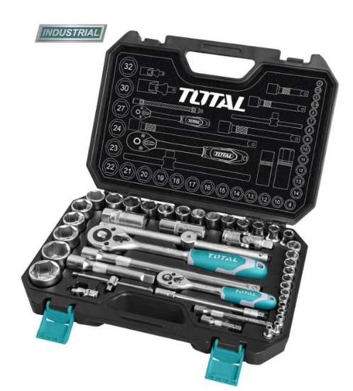 Imagine TOTAL - TRUSA DE CHEI TUBULARE 1/2+1/4 CU ANTRENOR 44 PIESE (INDUSTRIAL)