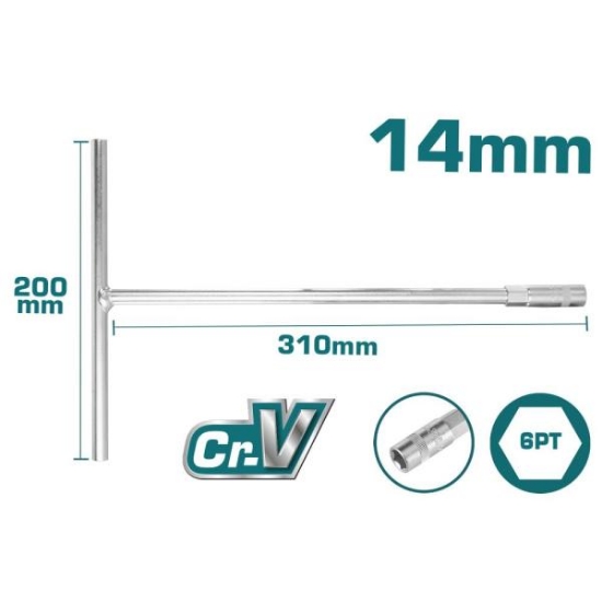 Imagine TOTAL - CHEIE TUBULARA CU MANER IN T - 14MM, 200X310MM (INDUSTRIAL)