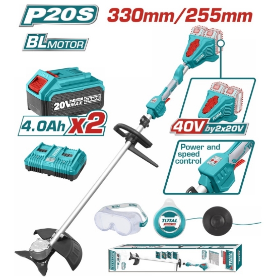 Imagine TOTAL - MOTOCOASA SI TRIMMER 40V - LI-ION (INCLUDE 2 ACUMULATORI, 1 INCARCATOR)