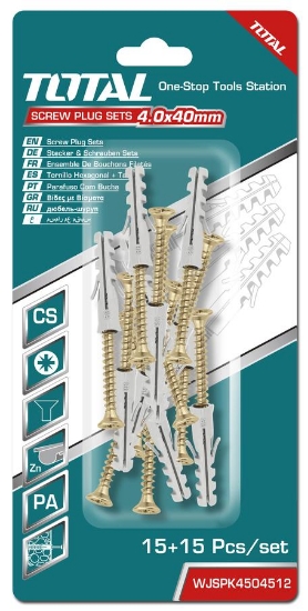 Imagine TOTAL - SET DIBLURI CU SURUBURI - ST4.0X40MM - DIBLU-6X30MM - 15 BUC