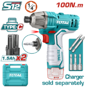 Imagine TOTAL - MASINA DE INSURUBAT CU IMPACT SI ACUMULATOR 12V-1.5AH LI-ION (2 ACUMULATORI) -  HEX 1/4