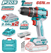 Imagine TOTAL - MASINA DE GAURIT CU PERCUTIE - 20V - 2AH - MOTOR FARA PERII (INCLUDE 2 ACUMULATORI, 1 INCARC