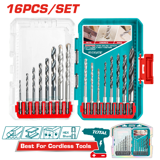 Imagine TOTAL - SET BURGHIE PENTRU METAL/BETON/LEMN 16 BUC