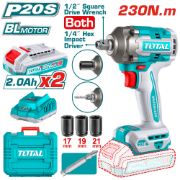 Imagine TOTAL - MASINA DE INSURUBAT CU IMPACT 2 IN 1 CU ACUMULATOR - 20V - MOTOR FARA PERII (INCLUDE 2 ACUMU