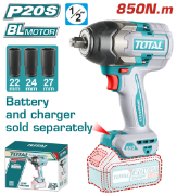 Imagine TOTAL - MASINA DE INSURUBAT CU IMPACT - 20V - 850N.m MOTOR FARA PERII (NU INCLUDE ACUMULATOR) - 1/2"