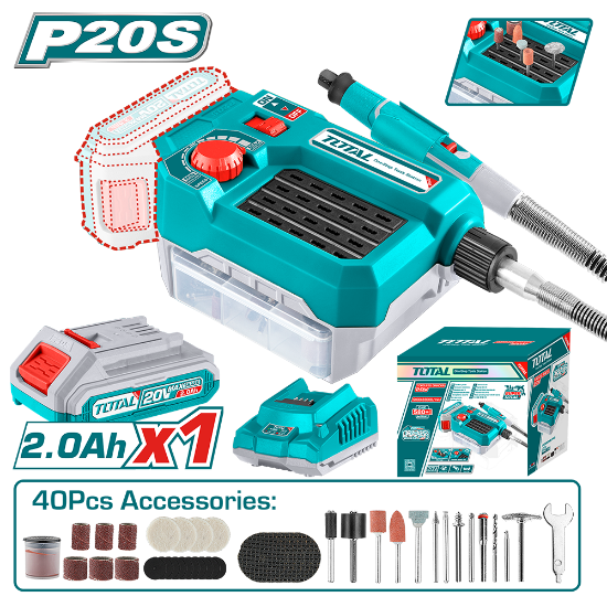 Imagine TOTAL - MINI POLIZOR - 20V - 2.0Ah (INCLUDE ACUMULATOR SI INCARCATOR)