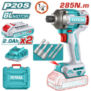 Imagine TOTAL - MASINA DE INSURUBAT CU IMPACT CU ACUMULATOR - 20V - 2.0AH - LI-ION (INCLUDE 2 ACUMULATORI, 1