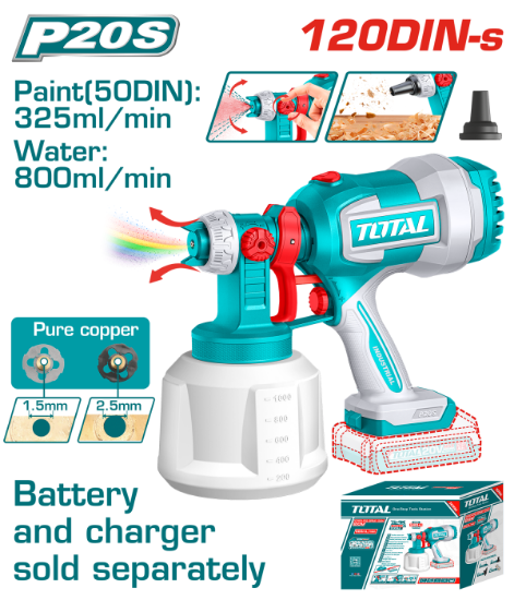 Imagine TOTAL - PISTOL DE VOPSIT - 800ML - LI-ION - 20V (NU INCLUDE ACUMULATOR SI INCARCATOR)