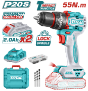 Imagine TOTAL - MASINA DE GAURIT CU PERCUTIE - 20V - 2.0AH LI-ION (INCLUDE 2 ACUMULATORI + 1 INCARCATOR)