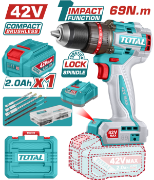 Imagine TOTAL - MASINA DE GAURIT CU PERCUTIE - 42V CU 47 ACCESORII (INCLUDE ACUMULATOR, INCARCATOR)