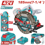 Imagine TOTAL - FIERASTRAU CIRCULAR - 185MM - 42V (INCLUDE ACUMULATOR, INCARCATOR)