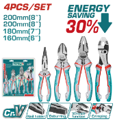 Imagine TOTAL - SET 4 CLESTI - CLESTE CU VARF ASCUTIT 6'', CLESTE TAIETOR 7'', PATENT 8", CLESTE UNIVERSAL 8