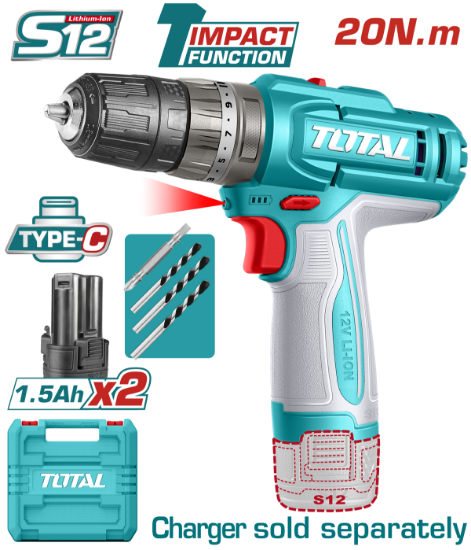 Imagine TOTAL - MASINA DE GAURIT CU PERCUTIE - 12V -1.5Ah (NU INCLUDE INCARCATOR)