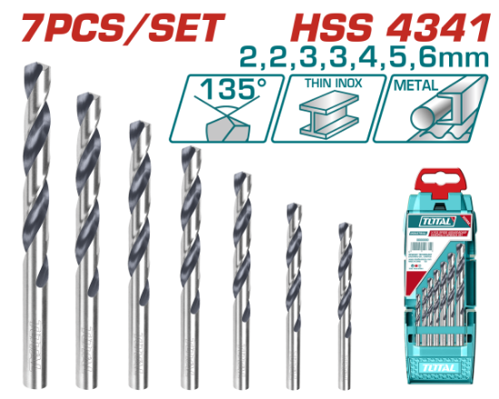 Imagine TOTAL - SET 7 BURGHIE PENTRU METAL HSS 4341