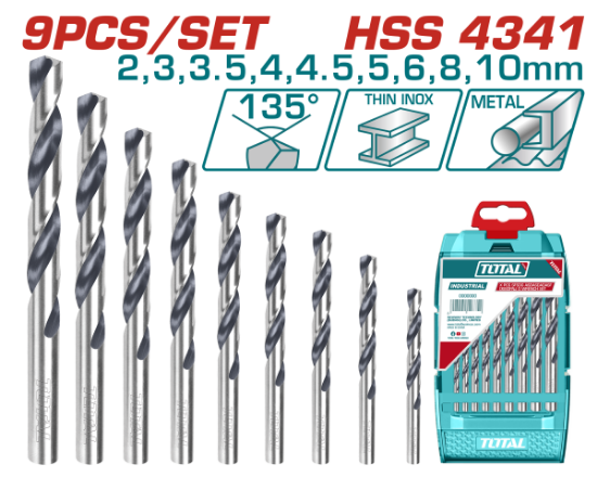 Imagine TOTAL - SET 9 BURGHIE PENTRU METAL HSS 4341
