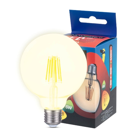 Imagine Bec LED filament G95 6W E27 2200K, auriu, Novelite