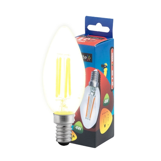 Imagine Bec LED filament lumanare 4W E14 2700K, clar, Novelite
