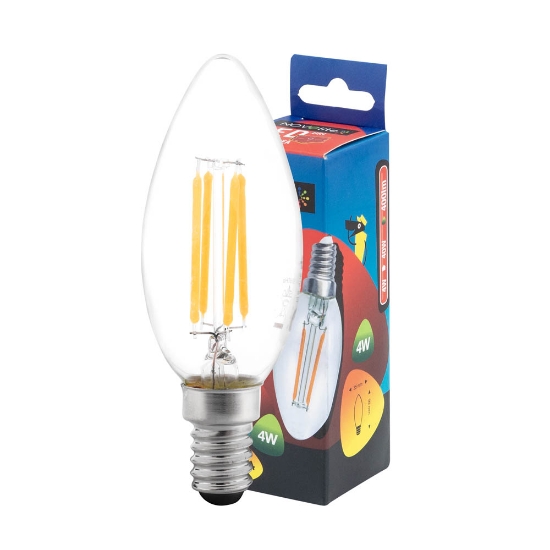 Imagine Bec LED filament lumanare 4W E14 6500K, clar, Novelite