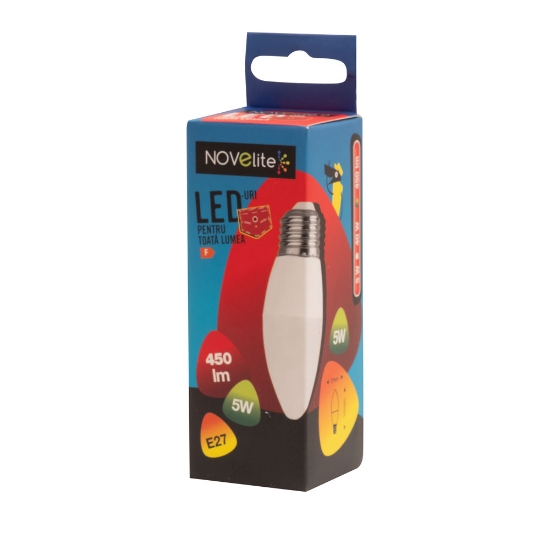 Imagine Bec LED lumanare 5W E27 6400K, Novelite