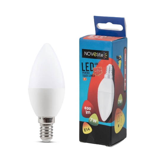 Imagine Bec LED LUMANARE 7W E14 6400K – NOVELITE