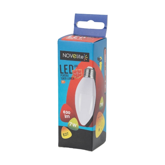 Imagine Bec LED LUMANARE 7W E27 6400K – NOVELITE