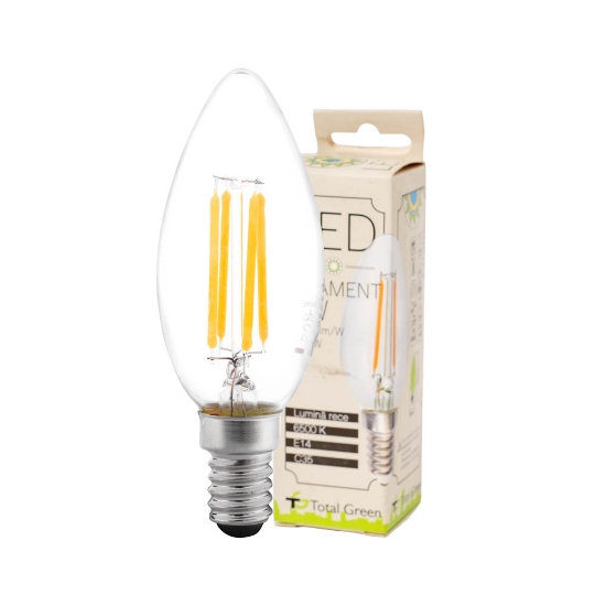 Imagine Bec LED Filament Lumanare 4W E14 6500K Clar