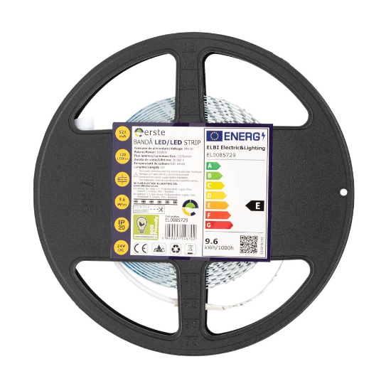 Imagine Bandă LED 24V 120 LED/m 9.6W/m 6400K IP20 Rolă 5m - ERSTE
