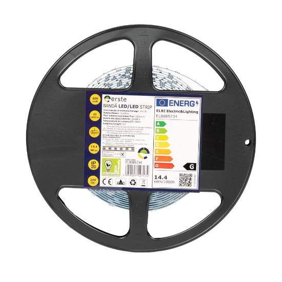 Imagine Bandă LED 24V 60 LED/m 14.4W/m 4000K IP20 Rolă 5m - ERSTE