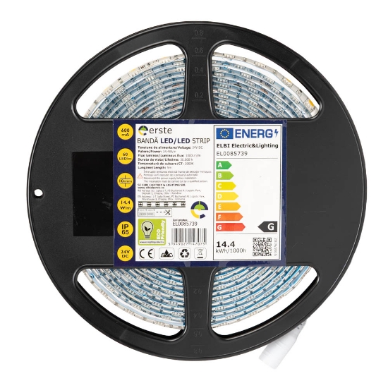 Imagine Bandă LED 24V 60 LED/m 14.4W/m 3000K IP65 Rolă 5m - ERSTE