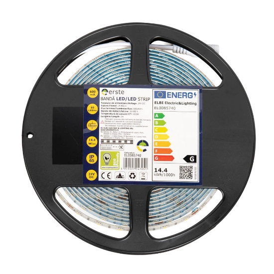 Imagine Bandă LED 24V 60 LED/m 14.4W/m 4000K IP65 Rolă 5m - ERSTE