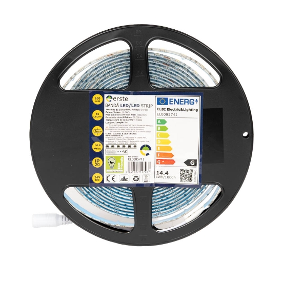 Imagine Bandă LED 24V 60 LED/m 14.4W/m 6400K IP65 Rolă 5m - ERSTE