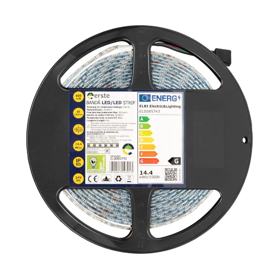 Imagine Bandă LED 24V 60 LED/m 14.4W/m RGB IP65 Rolă 5m - ERSTE