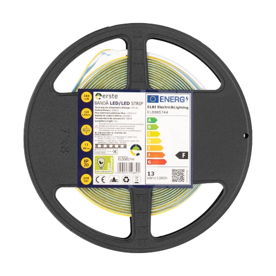 Imagine Bandă LED 24V COB 13W/m 4000K IP20 Rolă 5m - ERSTE