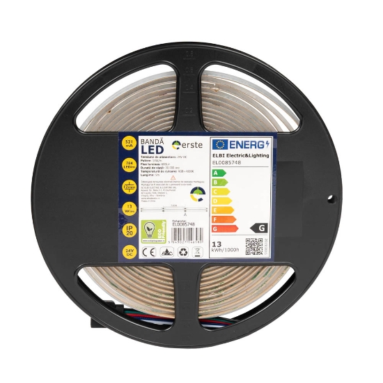 Imagine Bandă LED 24V COB 13W/m RGB + 4000K IP20 Rolă 5m - ERSTE