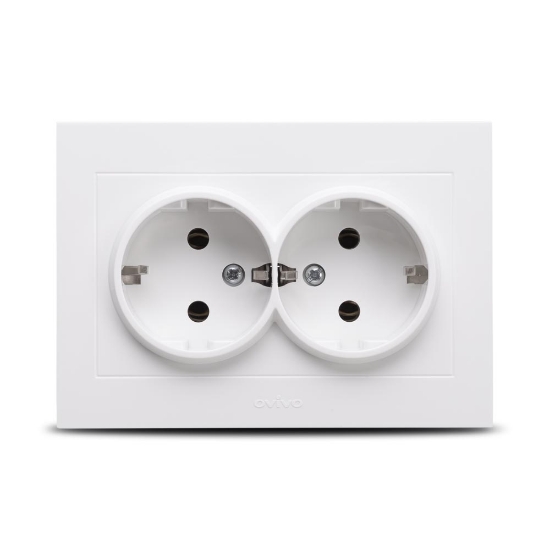 Imagine Priză dublă Schuko 16A alb Grano - OVIVO | 400-010300-907