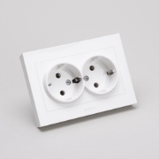 Imagine Priză dublă Schuko 16A alb Grano - OVIVO | 400-010300-907