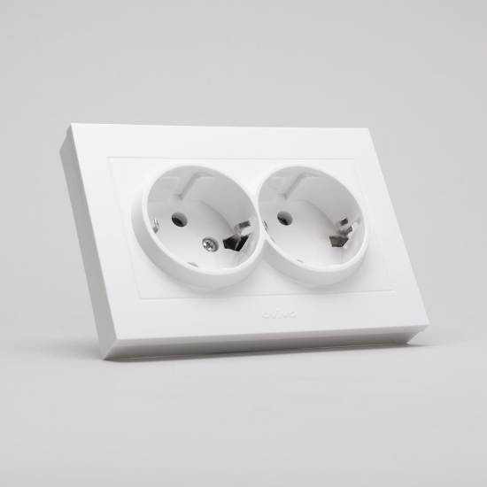 Imagine Priză dublă Schuko 16A alb Grano - OVIVO | 400-010300-907