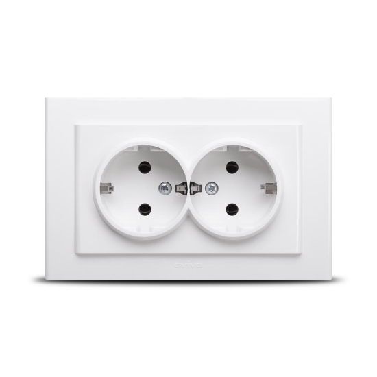 Imagine Priză dublă Schuko 16A alb Mina - OVIVO | 401-010300-907