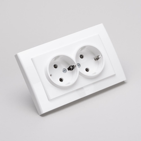 Imagine Priză dublă Schuko 16A alb Mina - OVIVO | 401-010300-907