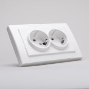 Imagine Priză dublă Schuko 16A alb Mina - OVIVO | 401-010300-907