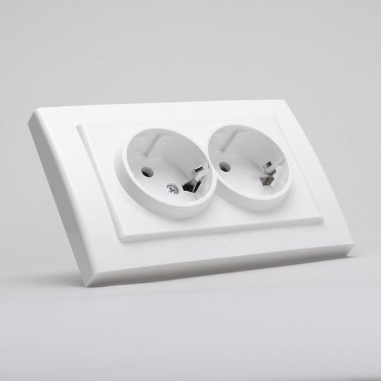 Imagine Priză dublă Schuko 16A alb Mina - OVIVO | 401-010300-907