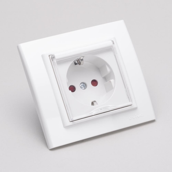 Imagine Priză Schuko cu capac 16A alb Mina - OVIVO | 401-010300-243