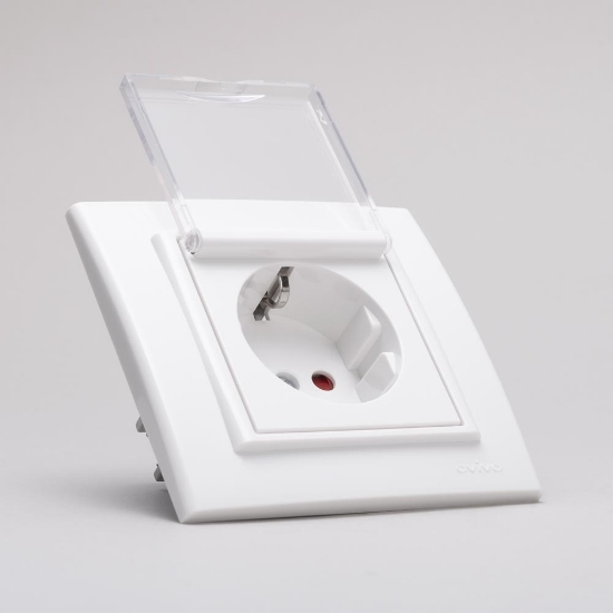 Imagine Priză Schuko cu capac 16A alb Mina - OVIVO | 401-010300-243