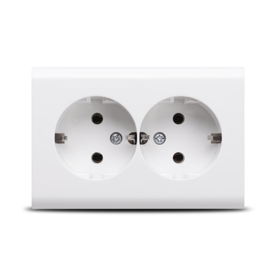 Imagine Priză dublă Schuko 16A alb Nivo - OVIVO | 402-010000-907