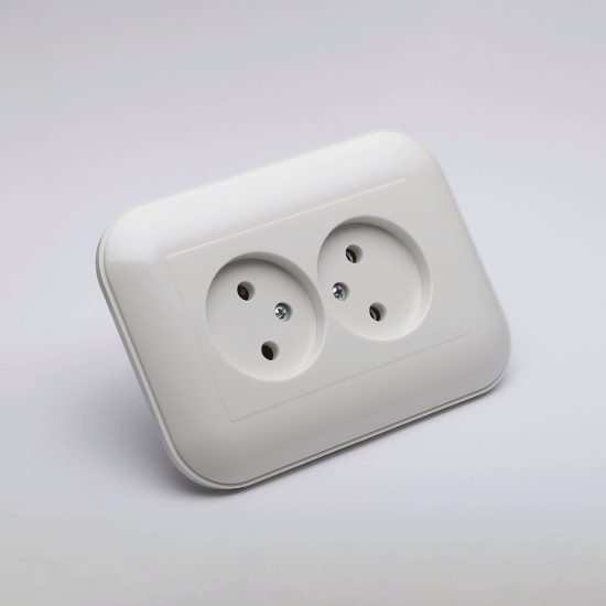 Imagine Priză dublă Schuko 16A alb Loft - OVIVO | 404-010301-908