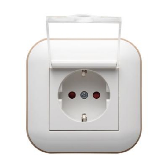 Imagine Priză Schuko cu capac 16A alb/Kraft Loft - OVIVO | 404-010306-243