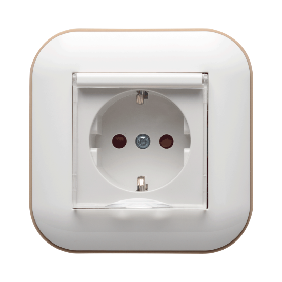 Imagine Priză Schuko cu capac 16A alb/Kraft Loft - OVIVO | 404-010306-243