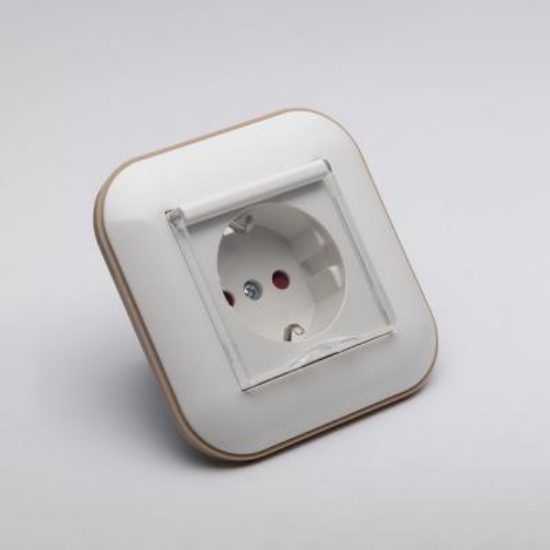 Imagine Priză Schuko cu capac 16A alb/Kraft Loft - OVIVO | 404-010306-243