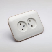 Imagine Priză dublă Schuko 16A alb/Kraft Loft - OVIVO | 404-010306-908