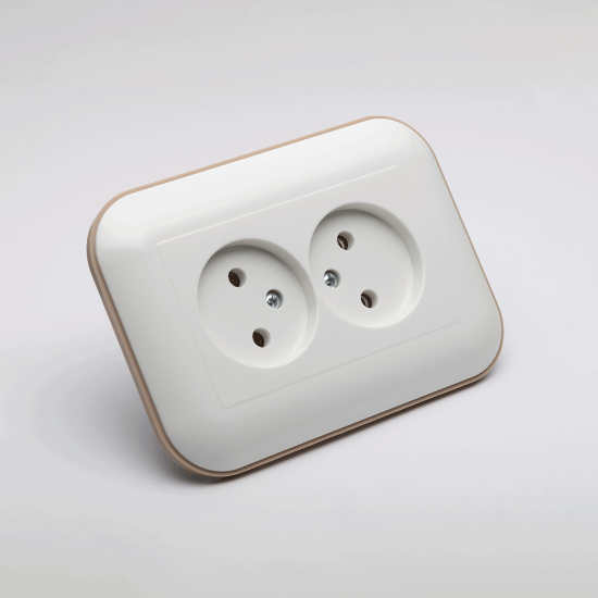 Imagine Priză dublă Schuko 16A alb/Kraft Loft - OVIVO | 404-010306-908